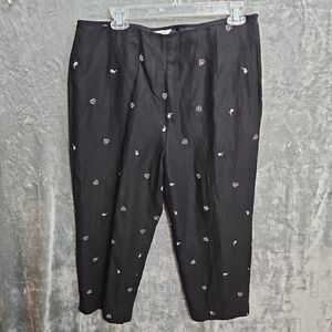 Richard Malcom Silk Linen Capri Women's sz 12 black heart lined